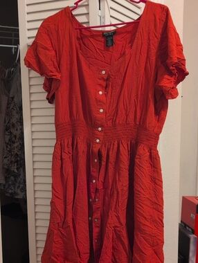 Women’s Button-Front Midi Dress in Red